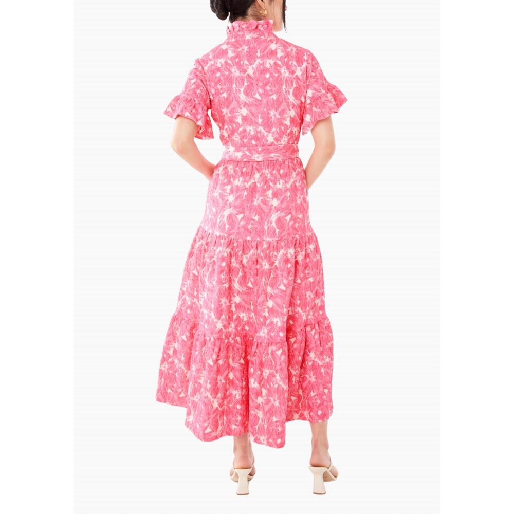 NEW ABBEY GLASS sadie maxi dress in hot pink hibiscus jacquard - Picture 3 of 3